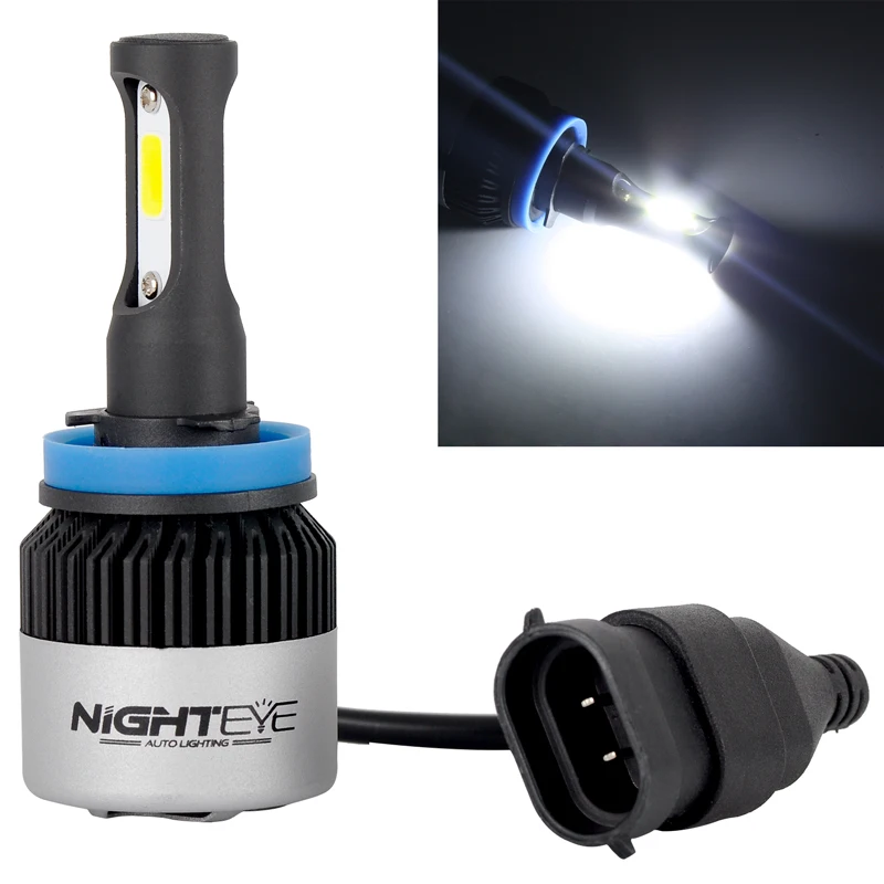 NIGHTEYE H11 Автомобильный светодиодный светильник лампы H8 H9 IP68 COB чип авто 6500 к 9000LM 72
