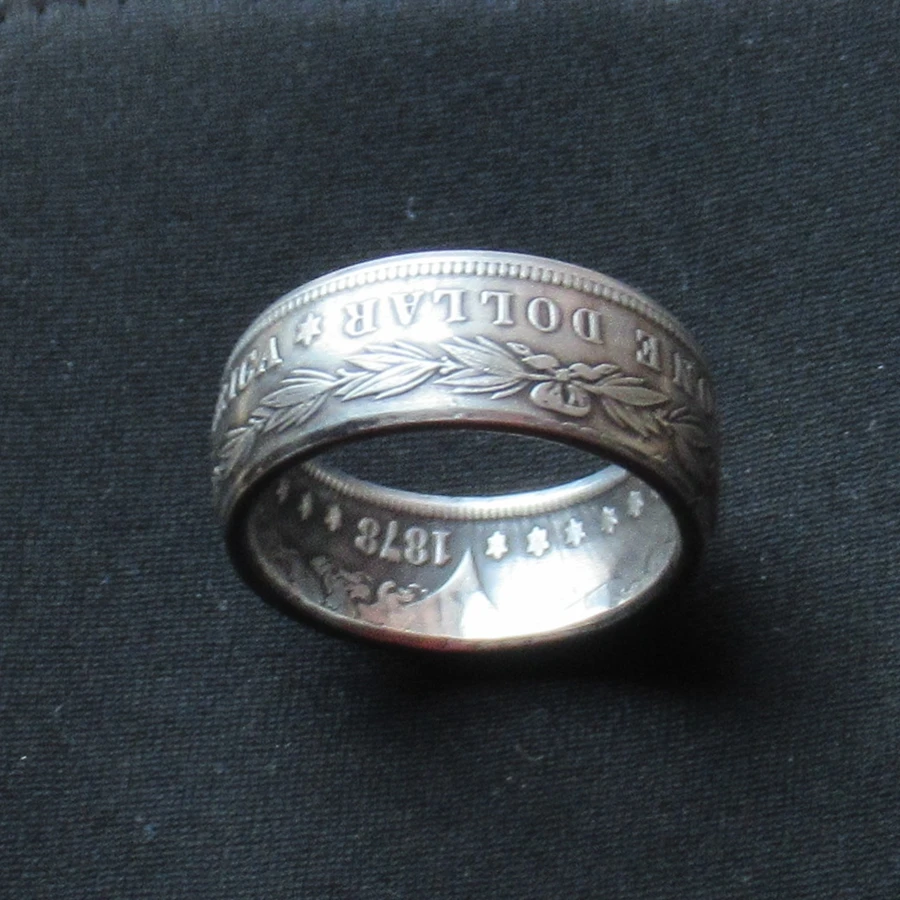 

Coin Rings 90% Silver Handcraft Ring Vintage Handmade from Morgan Silver Dollar 1878 " Eagle" US Size 9 - 16 #