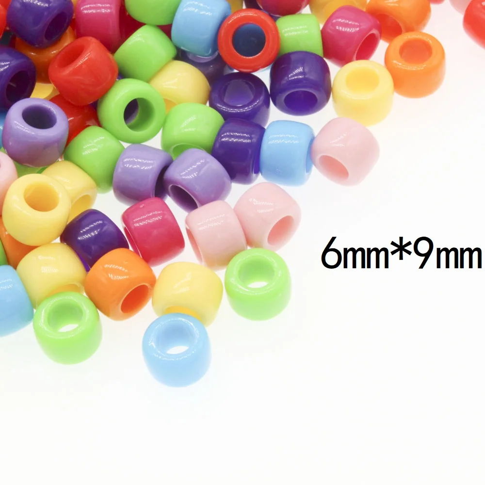 

500Pcs 6x9mm Barrel beads acrylic mixed color Kids educational wear bead material colorful Children's day gift Jewelry Making