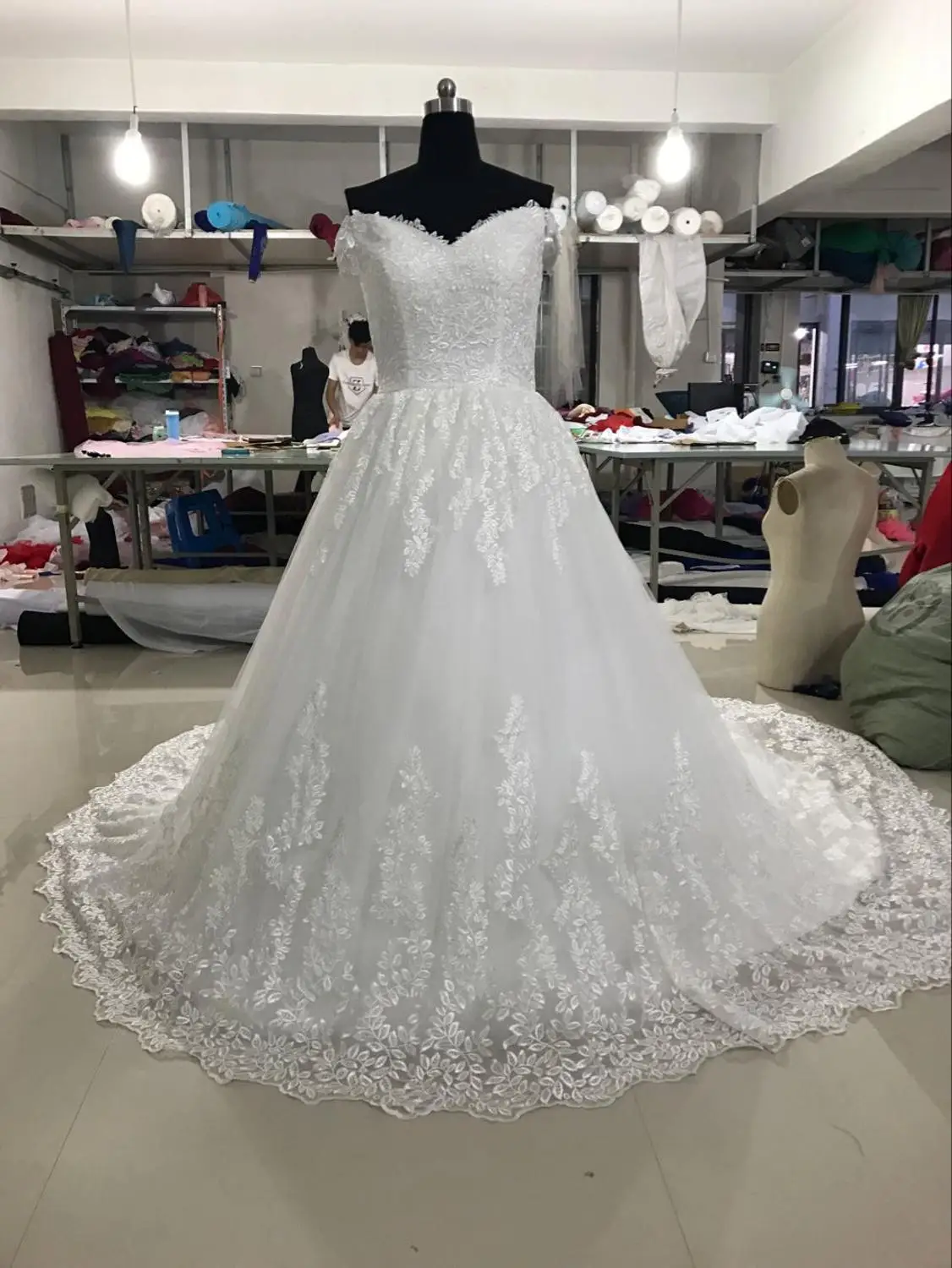 Vestido de Noiva свадебное платье принцессы с открытыми плечами и аппликацией, кружевное милое бальное платье, свадебное платье
