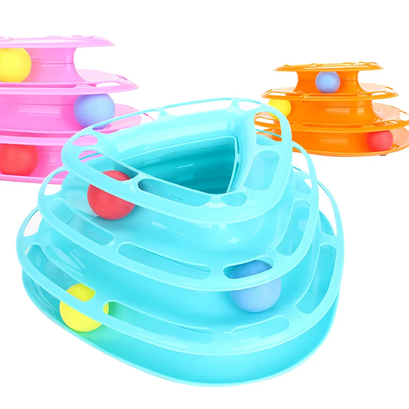 Creative Pet Cat Toys Interactive Toy Pet Training Plate Trilaminar Crazy Ball Disk Play Activity Game Triple Play Cat Toy Balls