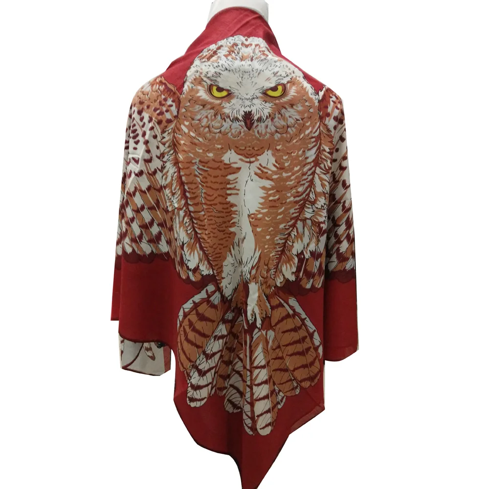 

2018 New designer fashion women Owl printing two tone square scarf USA scarf women square wraps foulard bandana wraps LL180123