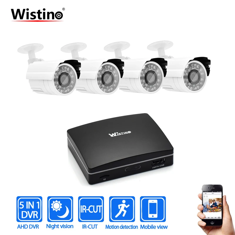 

Wistino 1080P Analog Camera Kit CCTV Mini DVR Camera Kits 4CH Digital Video Recorder DVR AHD Camera Video Monitor Surveillance