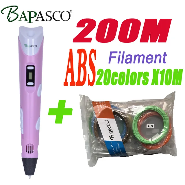 Best Offers BAPASCO 3D printing pen 1.75mm ABS Filament Smart 3d drawing pen Birthday Gift for kids 3d pen for Children Intelligent drawing