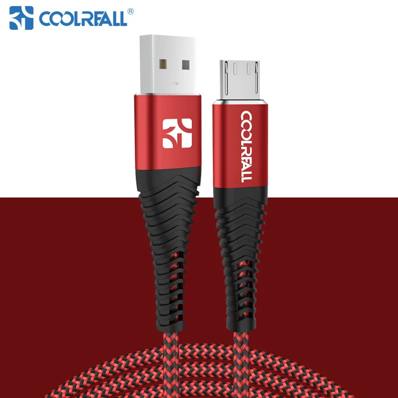 Красный Coolreall 2.4A Micro USB кабель для быстрой зарядки USB кабель для передачи данных нейлоновый шнур синхронизации для samsung huawei Xiaomi LG Andriod Micro usb кабели - Цвет: Красный