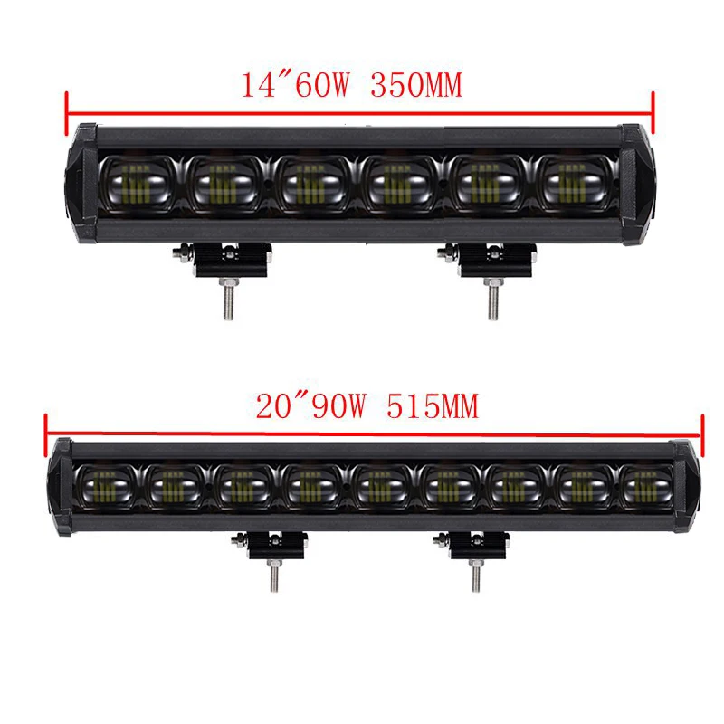 6D объектив 90 Вт Однорядный светодиодный свет 4x4 внедорожный бар для внедорожников 4WD грузовик ATV 12 в 24 в прицеп водонепроницаемые рабочие огни