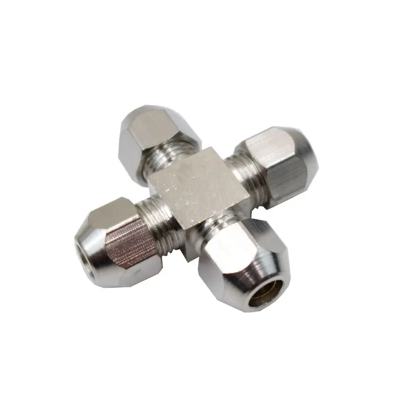 

3pcs Brass Nickel Plated Compression Fitting Union Cross Connector 6 8 MM OD