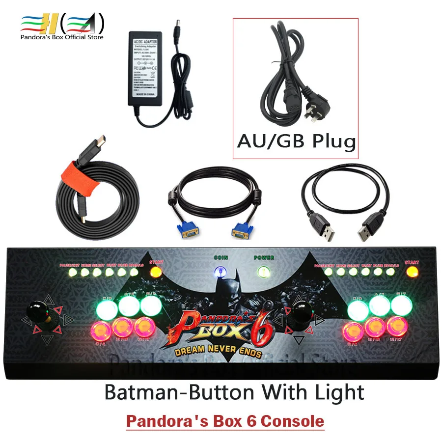 PB6 batman GB plug Ящик Пандоры 6 1300 в 1 игровая консоль комплект Аркада 2 игроки могут добавлять 3000 игры HDMI VGA usb джойстик для ПК видео игры ps3 - Цвет: PB6 batman GB plug