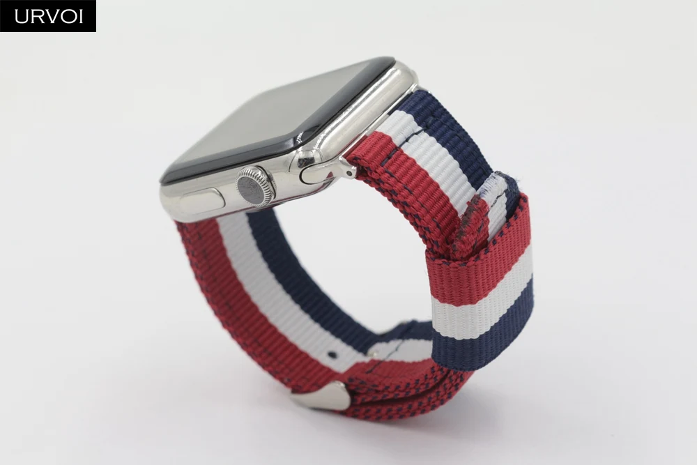 URVOI woven nylon band для apple watch серии 4 3 2 1 ремешок для iwatch классические стили черный серебристый адаптеры 40/44 мм