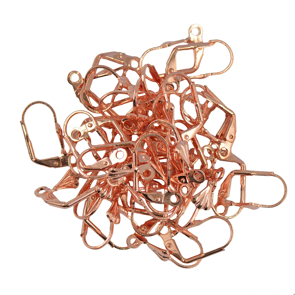 50pcs  Flower Leverback Earring Wire Coil Jewelry Finding Rose Gold