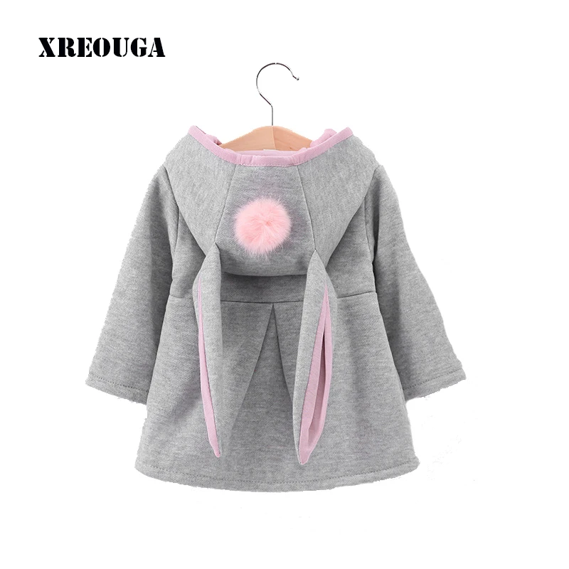 100% Cotton Fashion New Rabbit Ear baby girl winter coat Hooded jacket Children Warm Outwear clothes for kids YYB01 | Детская одежда и