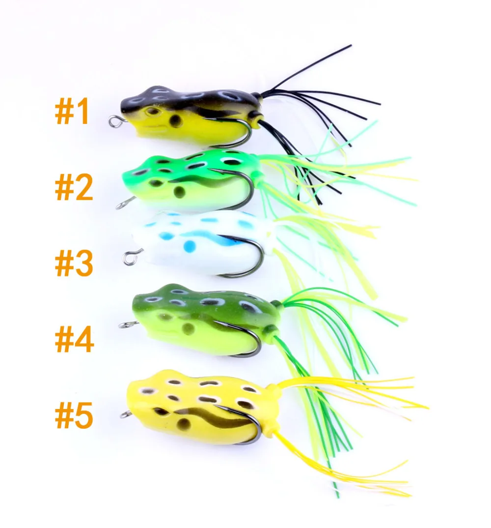 HENGJIA 5pcs 5.5cm 12g soft plastic salmon frog fishing lures snakehead