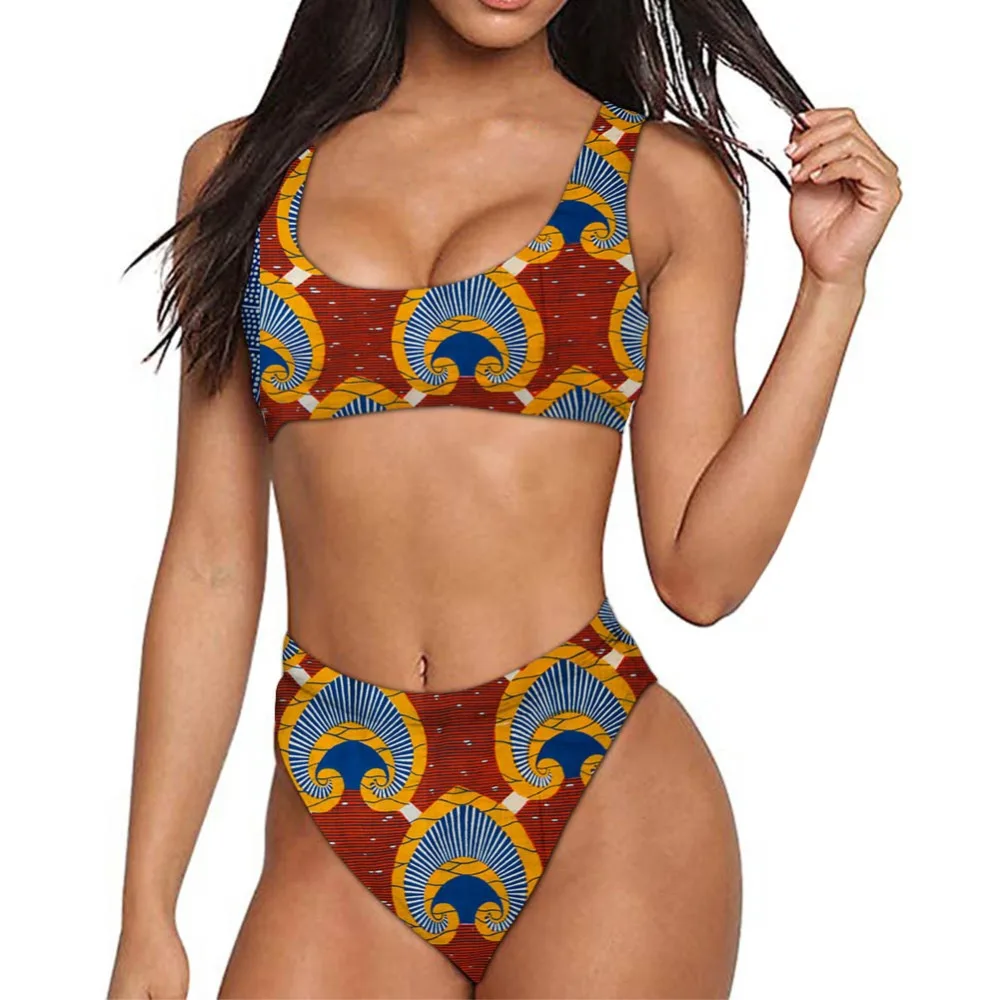 

THIKIN African Printing Bikini Set Women Custom Swimsuit Sexy Push Up Swimwear Large Size Beachwear Swimming Wear For Girls