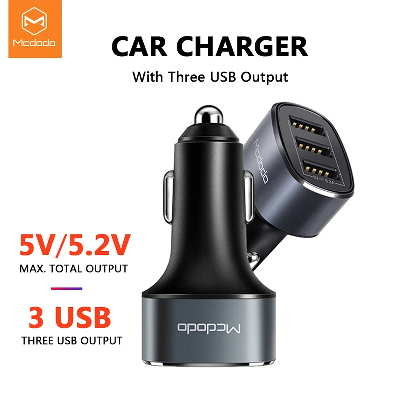 Mcdodo 3 USB Ports USB Car Charger For Universal Mobile Phone 5.2A Fast Charger For iPhone Xiaomi Car-Charger USB Adapter in Car