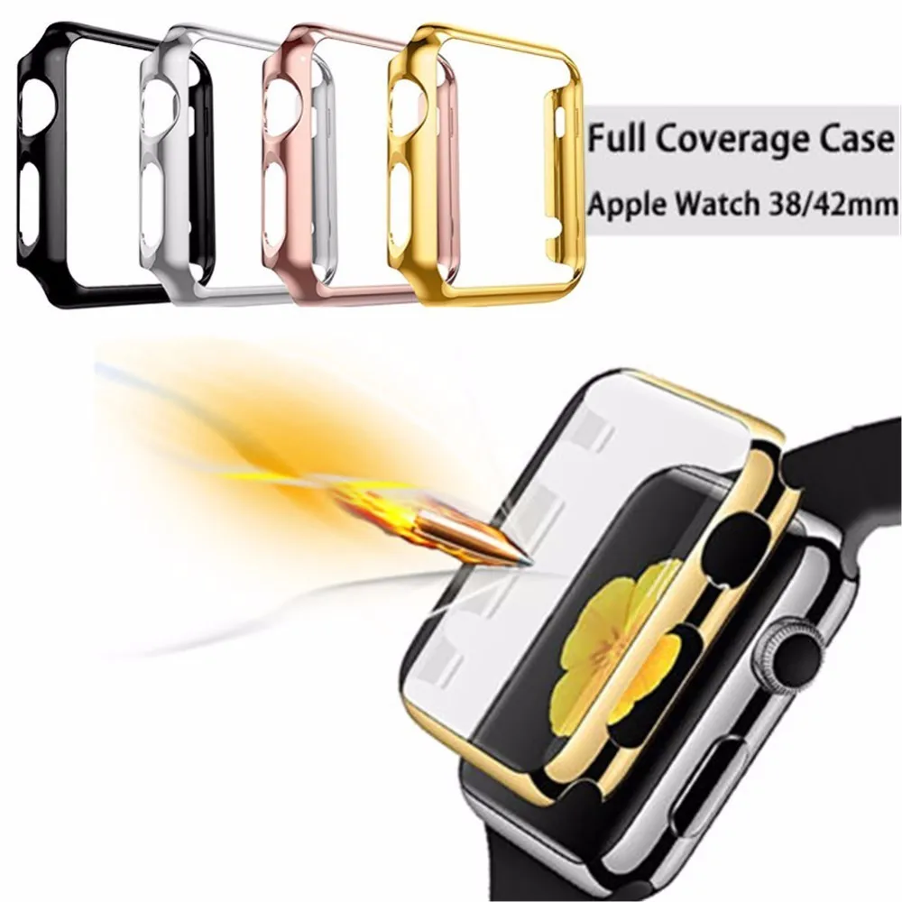 

4pcs Slim Watch Cover Case Screen Protector Tempered Glass for Apple Watch 38/42mm Protective Shell