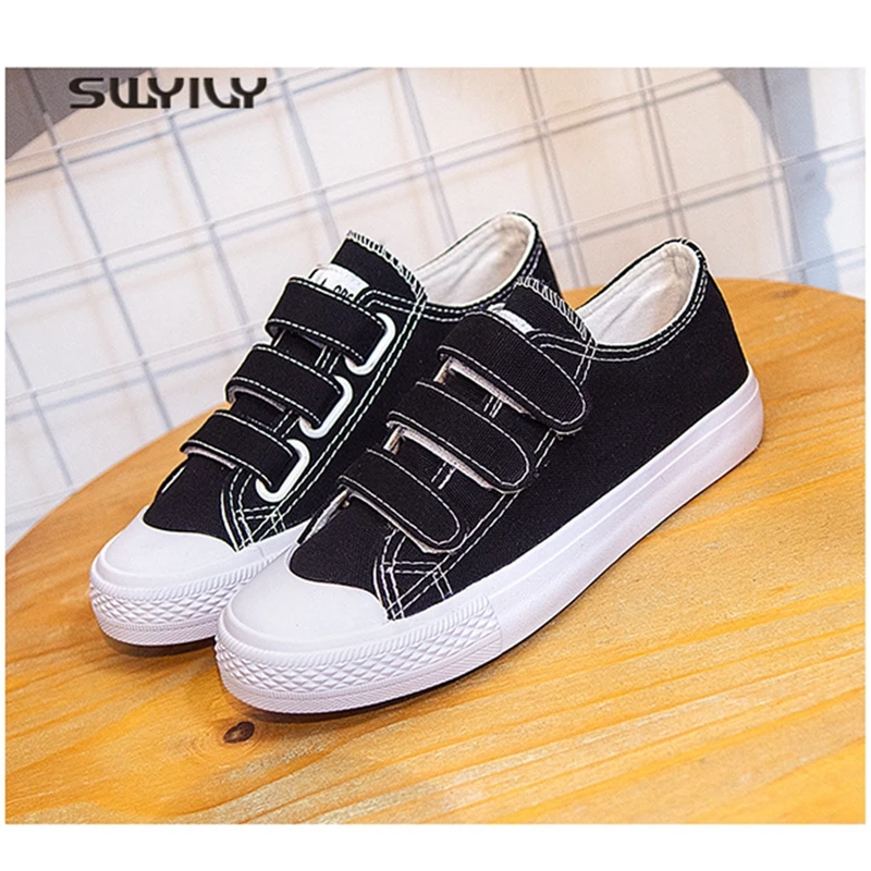 SWYIVY Men And Women Sneakers Hook&Loop Canvas Breathable 2018 New Spring And Autumn Unisex Sport Shoes Light Weight