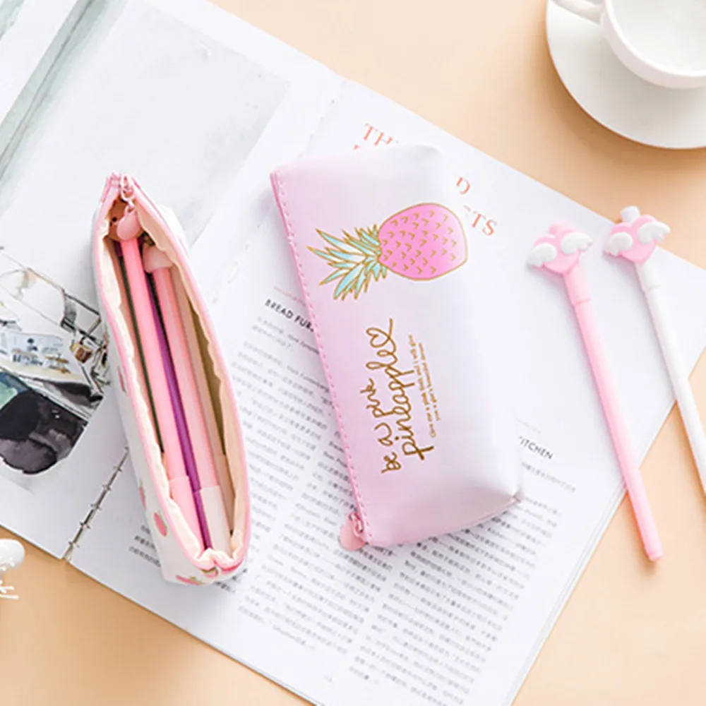 1 шт. Kawaii из искусственной кожи чехол с рисунком ананаса подарок школьный пенал