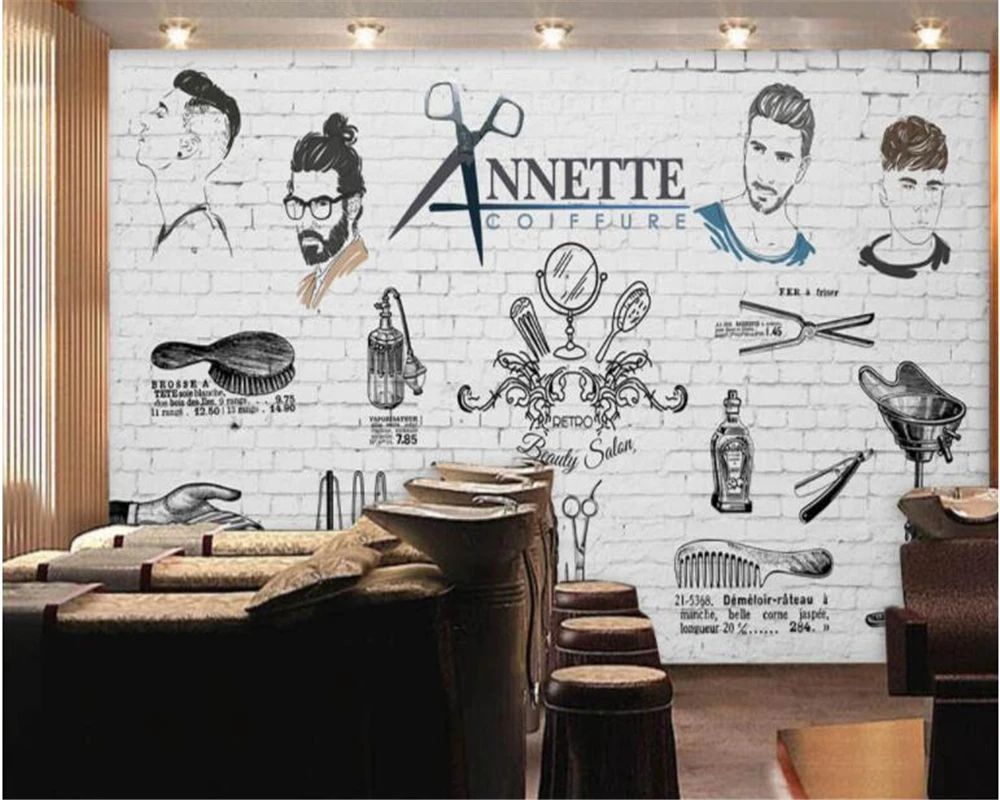 Beibehang Custom 3d Europe And The United States Hand Painted Barber Shop Wall Murals Photo Wall Wallpaper Installed Wallpaper Custom 3d Wall Wallpapermurals Photo Aliexpress