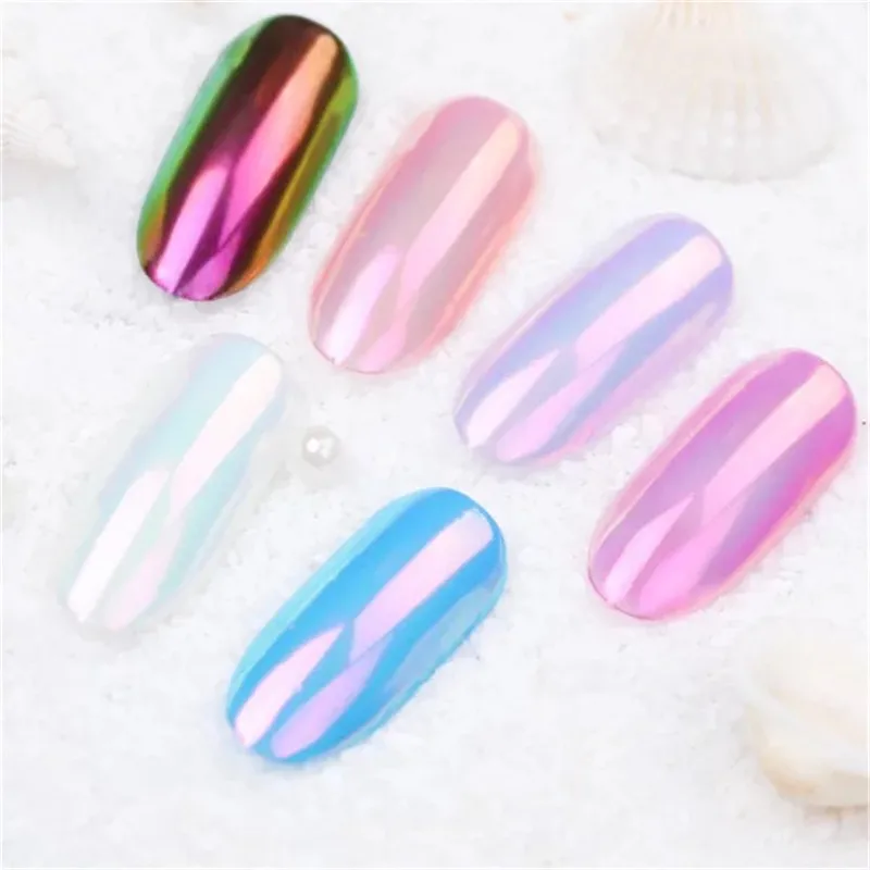1 piezas Aurora de neón, clavo en polvo de cromo pigmento polvos brillo para uñas polvo de uñas de manicura arte decoración 0,3g
