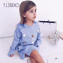 Осень-зима, свитер с вышитыми буквами, модное Повседневное платье для девочек, пуловер, Moletom Feminina, праздничное платье принцессы