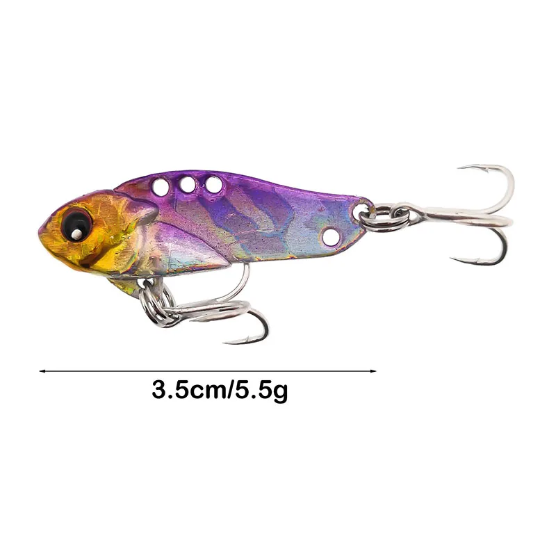 New 1pcs Metal Laser VIB Fishing Lure 5.5g 35mm Winter Ice Jig Fishing Tackle Crankbait Vibration Spoon Spinner Sinking Bait