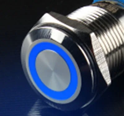 16 мм металлический кнопочный переключатель, водонепроницаемая Плоская Круглая кнопка, светодиодная лампа, самоблокирующаяся Кнопка самосброса, 1NO1NC, кнопочный переключатель питания - Цвет: blue light