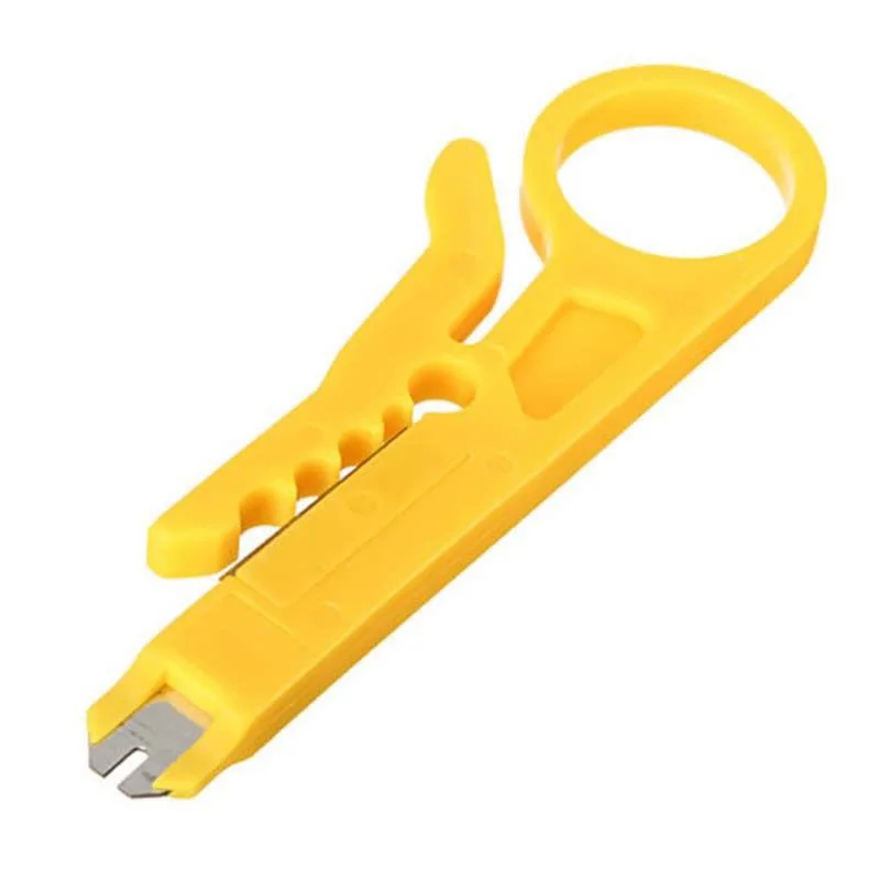 2pcs/set  Mini Yellow Network Wire Pliers Cable Cutter Stripper Punch Down Tool