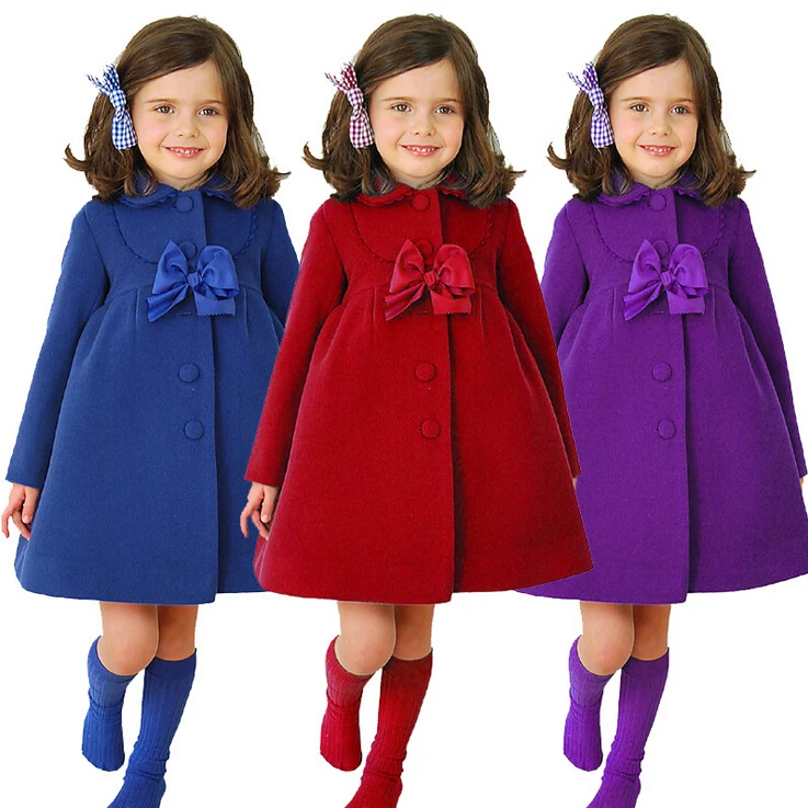 Новинка года, осенне-зимнее детское шерстяное пальто для девочек, длинное теплое шерстяное пальто детские куртки повседневная одежда для маленьких девочек