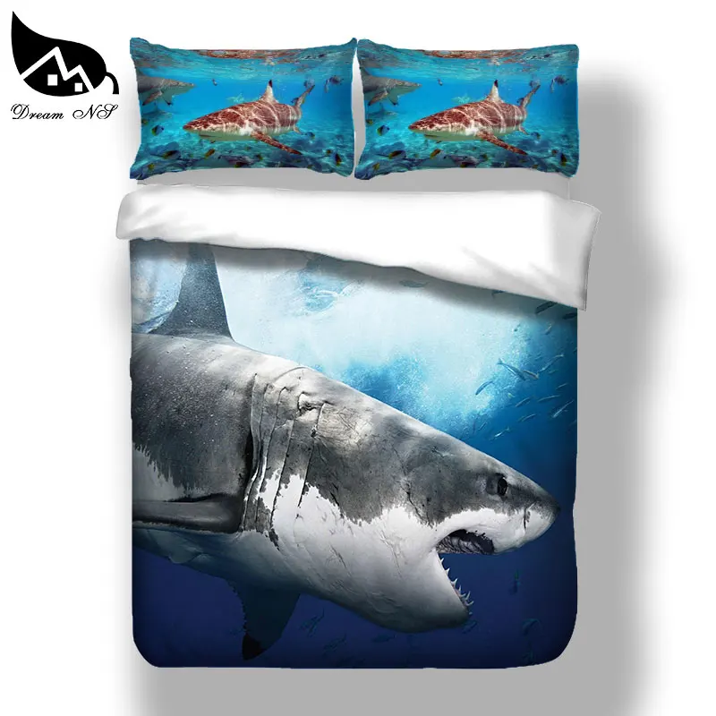 

Dream NS 2/3PCS Polyester Fiber Cotton Active Printing Fierce Shark Pattern Bedding Set 3D Printing Size EU/AU/US/Duvet Cover