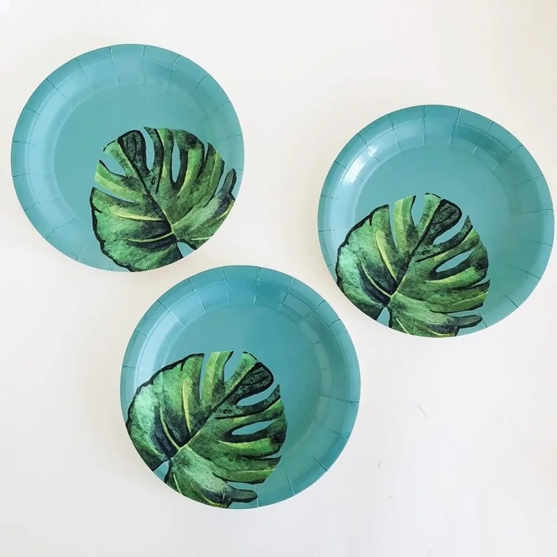 Тропическим принтом Фламинго одноразовые тарелки Гавайи участник Luau Декор Для летних вечеринок набор одноразовой посуды товары для дня рождения