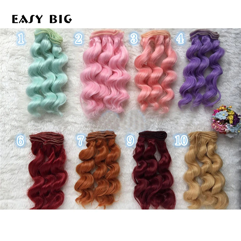 

EASY BIG 15 cm High Temperature Big Wave Handmade Cloth Doll Wigs Diy Texitle Doll Curl Hair NR0026
