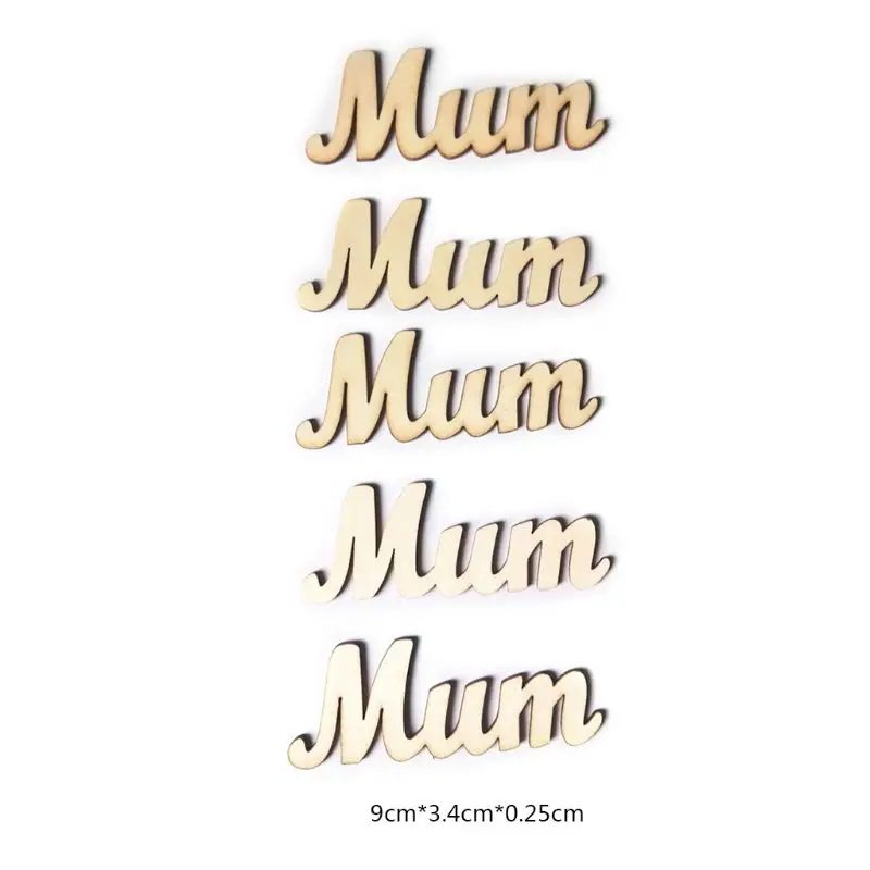 

5pcs Rustic Wooden Mum Words Letters Table Scatter Decoration Ornaments Mother's Day Gift Crafts DIY