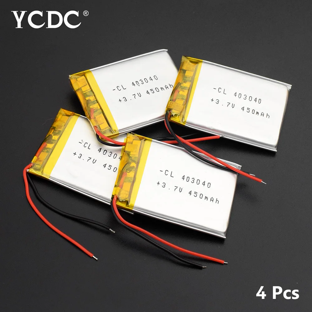 403040 450mAh 4pcs Перезаряжаемые литий-полимерные батареи 3,7 в 450 мАч литий-полимерный аккумулятор 403040 ячеек для MP3 MP4 Смарт-часы наушники - Цвет: 403040 450mAh 4pcs