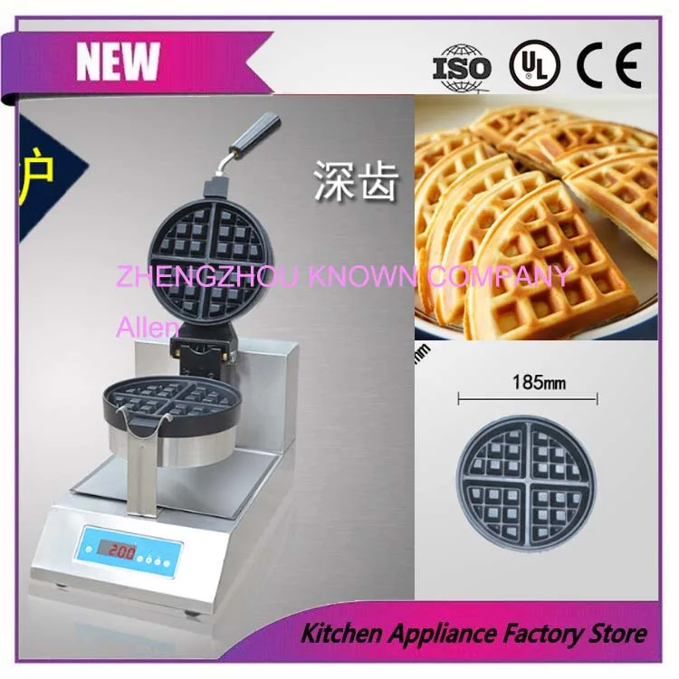 

220V Non-stick Commercial Waffle Maker LCD Electric Digital Rotary Belgian Waffle Maker Iron Baker Waffle Machine