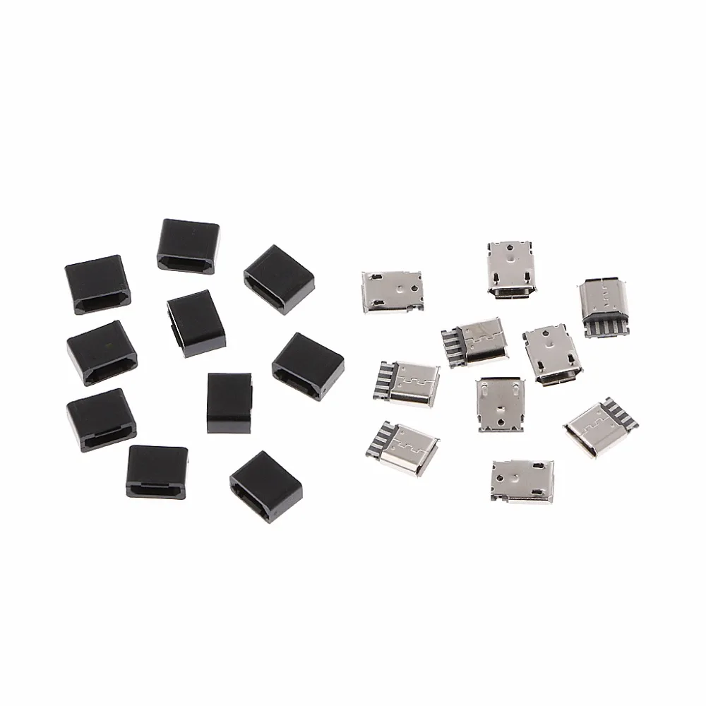 

10 Pcs DIY Micro USB 5 Pin Female Socket Kit Connector Plug Solder Welding Shell