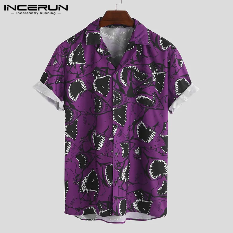 INCERUN Fashion Men Print Shirt Half Sleeve Cool Streetwear Lapel Neck Breathable Vacation Men Hawaiian Shirts Camisa 2020 S-5XL INCERUN Fashion Men Print Shirt Half Sleeve Cool Streetwear Lapel Neck Breathable Vacation Men Hawaiian Shirts Camisa 2020 S-5XL