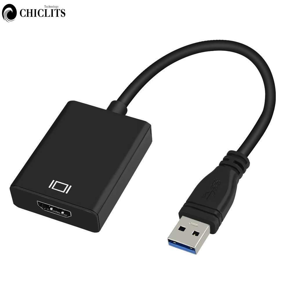 H USB 3,0 к HDMI адаптер Женский видеокабель HDMI конвертер для ноутбука HDTV HDMI выход Поддержка 480 P/576 P/720 P/1080 P - Цвет: Черный