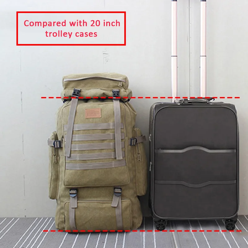  60L Large Military Bag Canvas Backpack Tactical Bags Camping Hiking Rucksack Army Mochila Tactica T - 32991663342