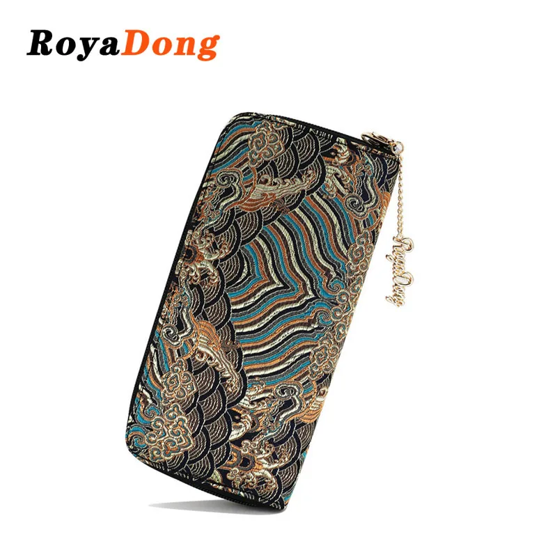 

RoyaDong 2019 Brand Women Wallets High Quality Embroidery Long Fashion Female Purse Card Holder Clutch Bags Lady Clutch Money