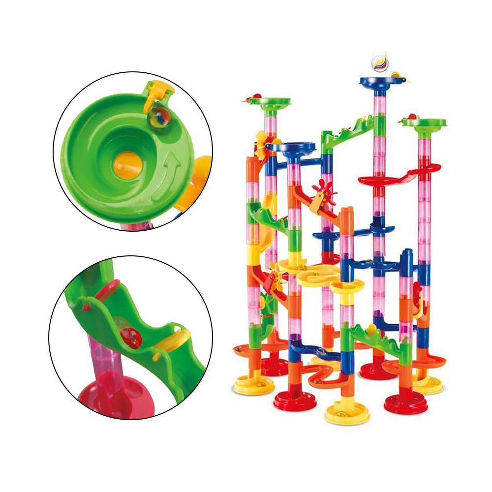 

105PCS DIY Marble Run Toys Maze Balls Track Building Blocks Construction Toys 3 Years Kids Educational Pipe Game For Children