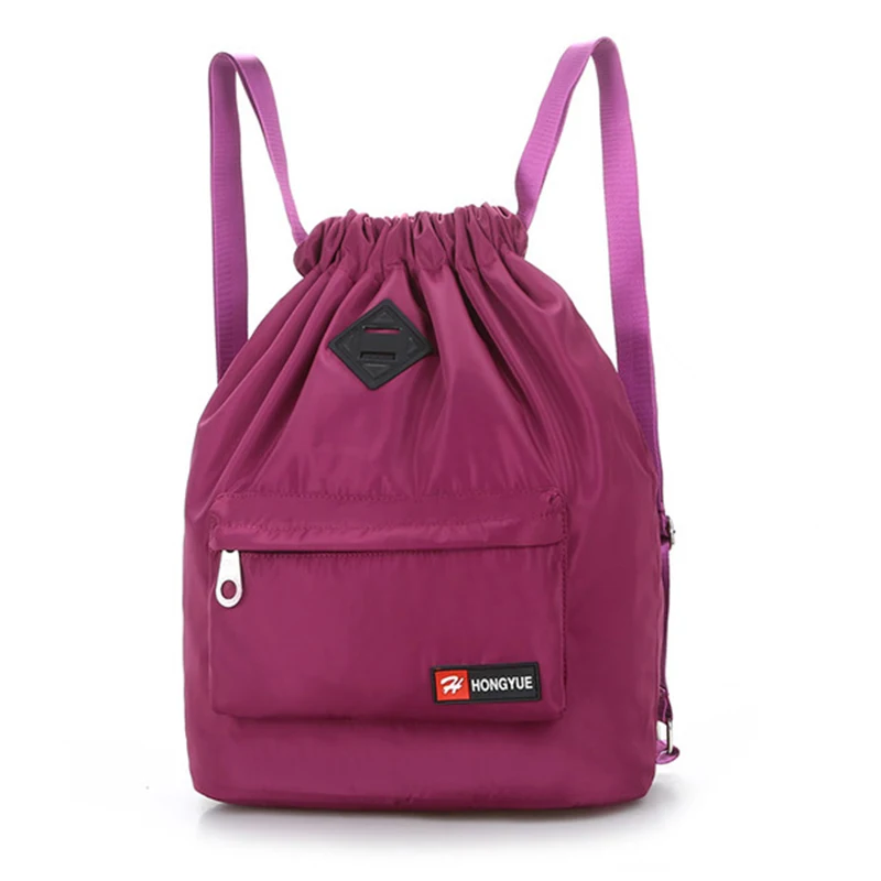 Large Capacity Waterproof Sports Bag Women Men Bundle Mouth Sport Backpacks For Gym Fitness Running Bag Sports Accessories - Цвет: Сливовый