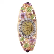 Lvpai модные часы-браслет Для женщин цветок драгоценный камень, классика, наручные часы с украшениями женское платье часы кварцевые часы, P042