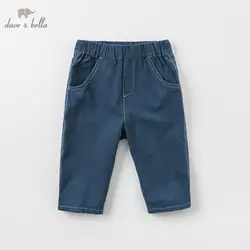 DBK9796 dave bella/летние детские повседневные штаны для девочек, детские однотонные модные синие штаны до щиколотки