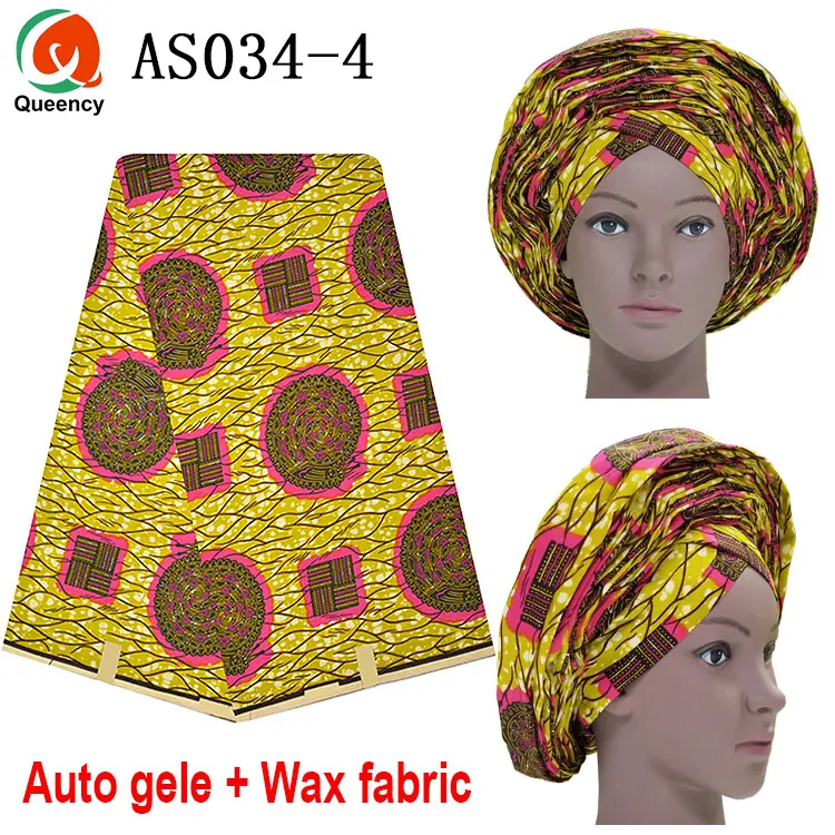 AS034 в африканском стиле уже связаны Цветной Анкара Авто геле в комплекте из вощенной ткани; Женский комплект из Headtie 1 компл./упак