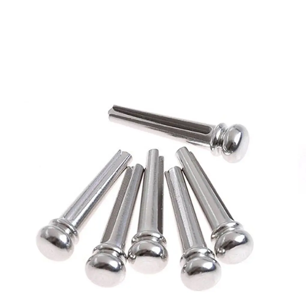 

6pcs Silver Metal String Nails Bridge Pins End Peg for Acoustic Guitar