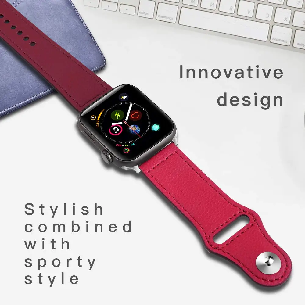 Спортивный кожаный браслет для Apple Watch 42 мм 38 мм 44 мм 40 мм серия 4 3 2 петли для Apple Watch ремешок iWatch 4 ремешок для часов