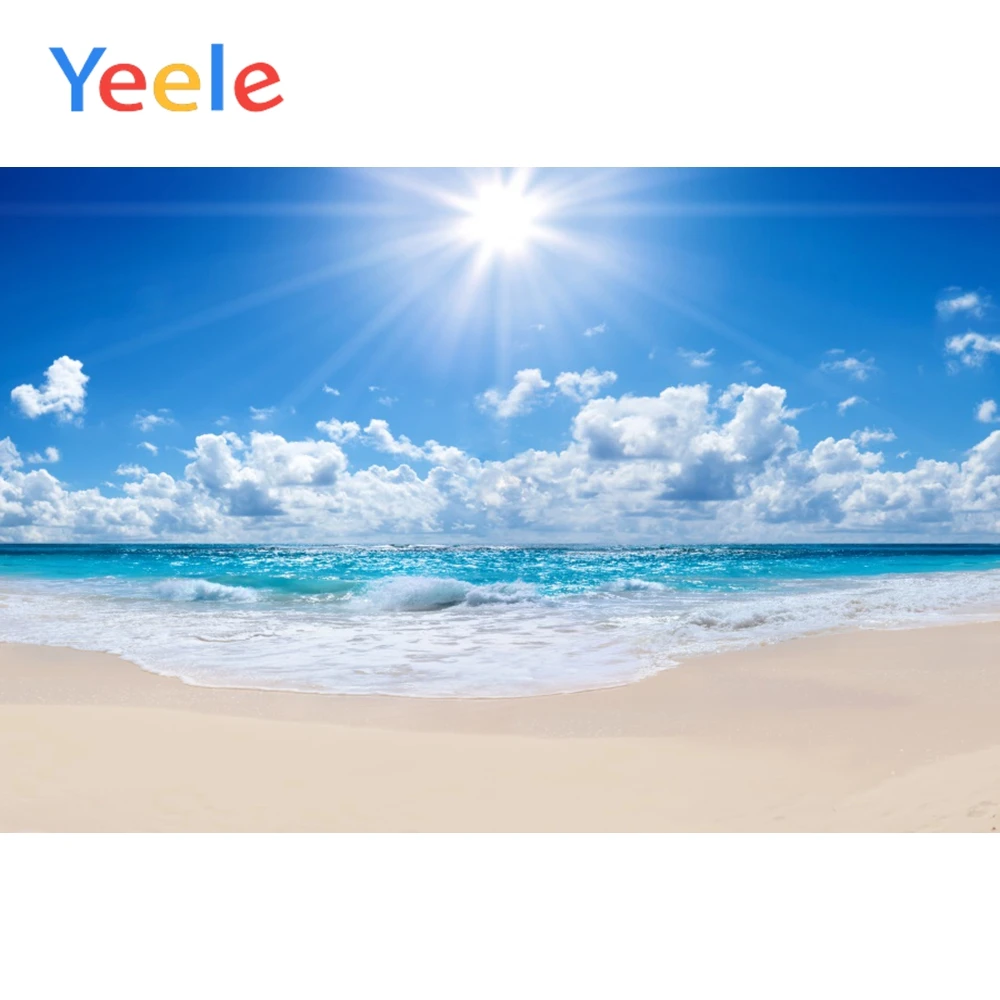 Летний портретный фон Yeele Sunshine Seaside Blue Sky White Clouds для фотосъемки детей в фотостудии