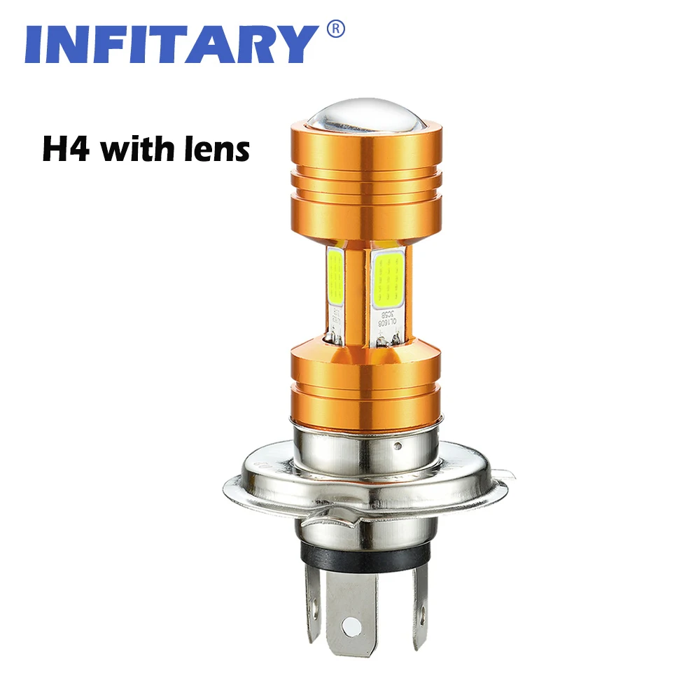Infitary H4 COB светодиодный головной светильник для мотоцикла, светильник дальнего и ближнего света 3500lm, супер яркий белый Головной фонарь для мотоцикла, 1 шт