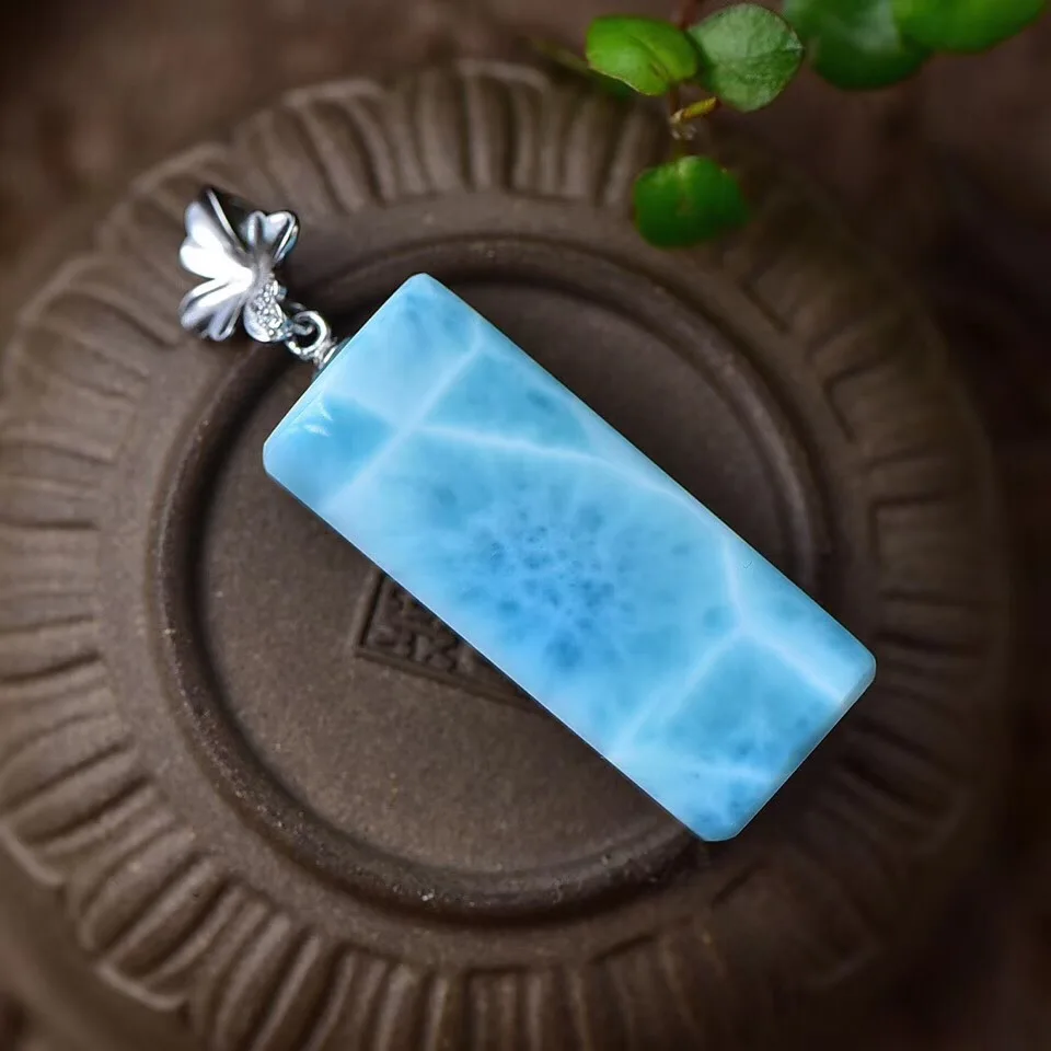 Natural Blue Larimar Necklace Pendant (2)