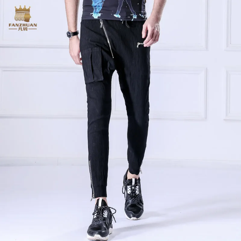 

Fanzhuan 2017 Free Shipping New Male fashion casual men's Slim Pencil Ninth pants trousers 818074 Elastic mid waist stripe popul